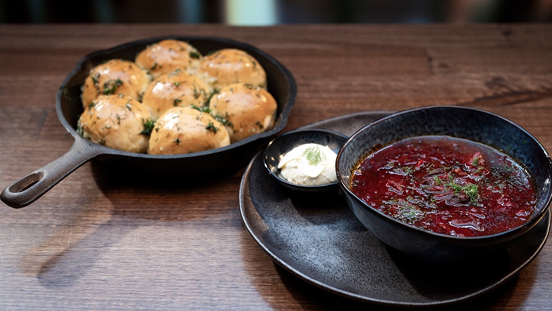 Borscht and Ukrainian Pampushky