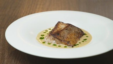 Pan Seared Kingfish with Dijon Sauce and Dill Oil