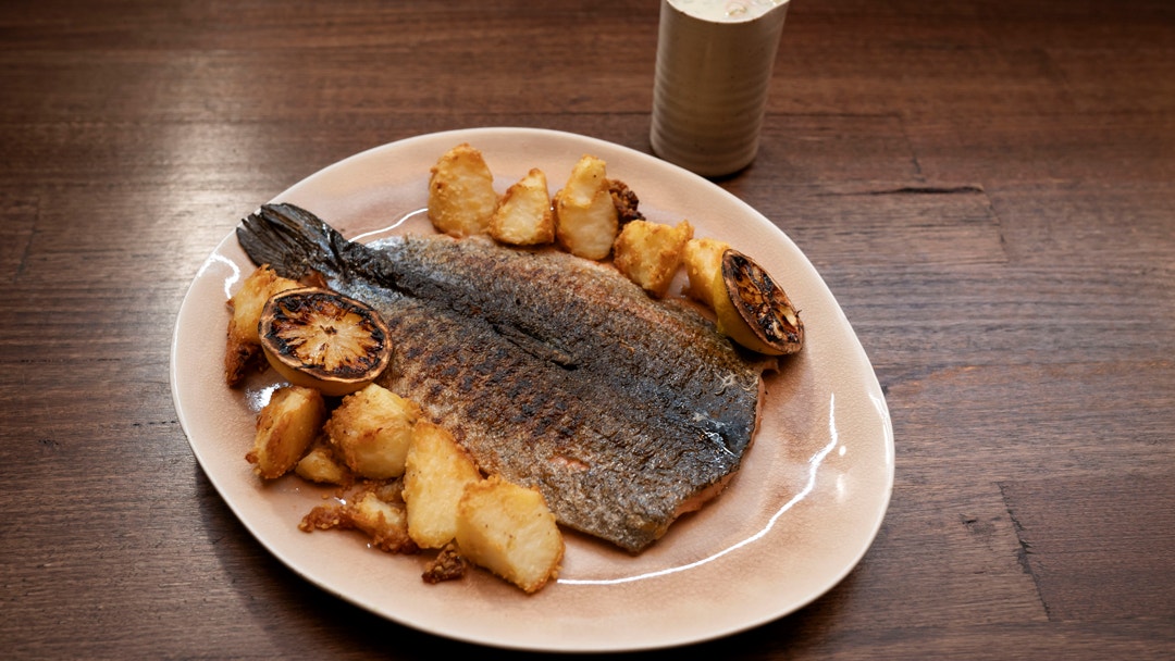 Rainbow Trout with Chip Roasted Potatoes & Prawn Sorrel Bechamel