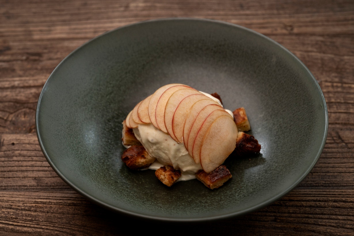 Rosemary and Prune Ice Cream with Caramelised Croissant