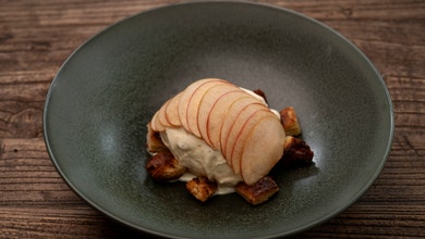 Rosemary and Prune Ice Cream with Caramelised Croissant