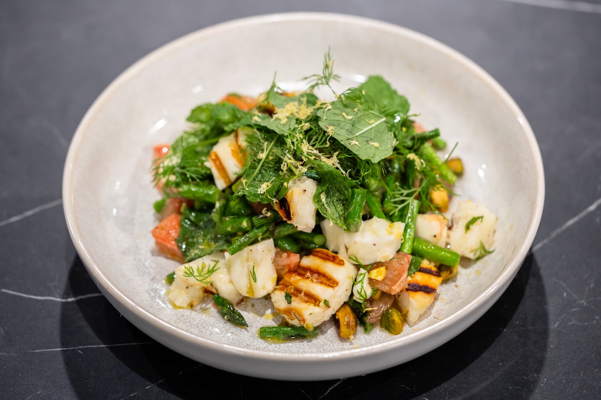Charred Asparagus and Haloumi Salad with Grapefruit
