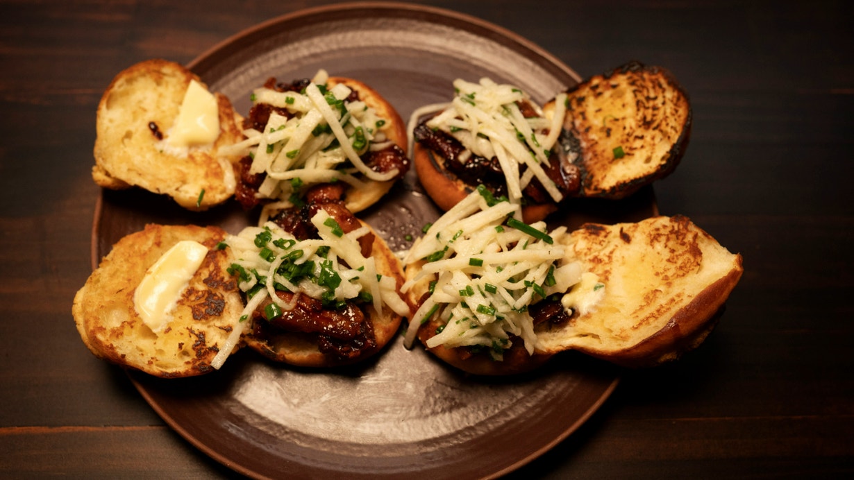 Pineapple Bun Sliders with Pork Filling