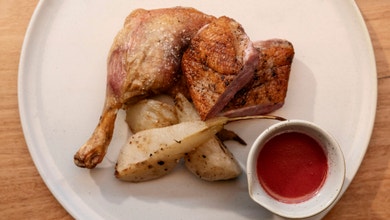 Duck Two Ways with Pear and Berry Sauce