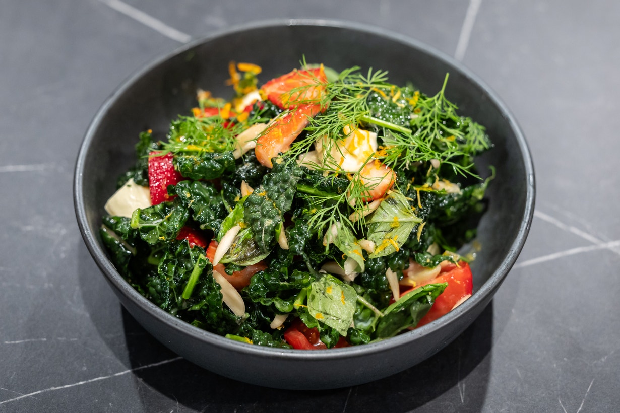 Tuscan Kale Salad with Bocconcini, Strawberries and Tomato