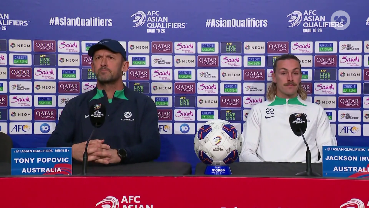 Head Coach Tony Popovic and Subway Socceroo Jackson Irvine Interviews