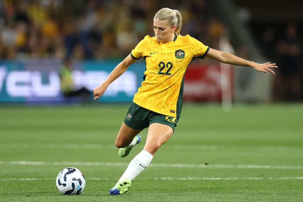 MELBOURNE, AUSTRALIA - DECEMBER 04: Charlotte Grant of Australia controls the ball during the International Friendly match between Australia Matildas and Chinese Taipei at AAMI Park on December 04, 2024 in Melbourne, Australia. (Photo by Robert Cianflone/Getty Images)