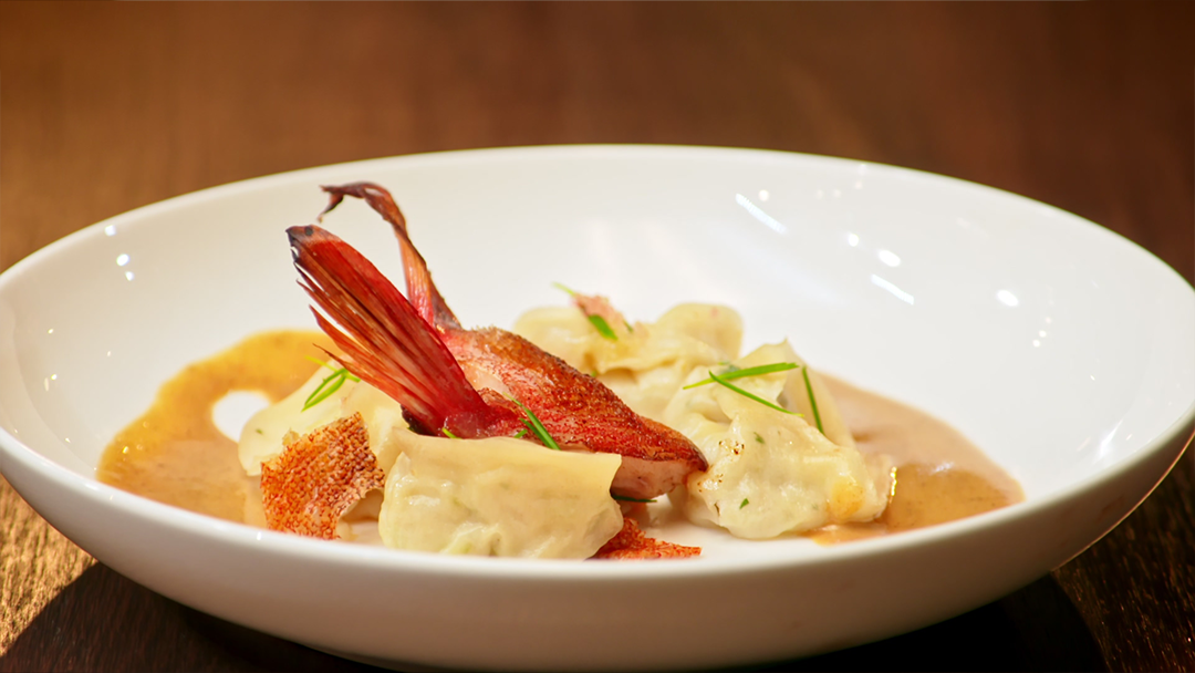 Coral Trout Wontons with Coconut Curry Sauce