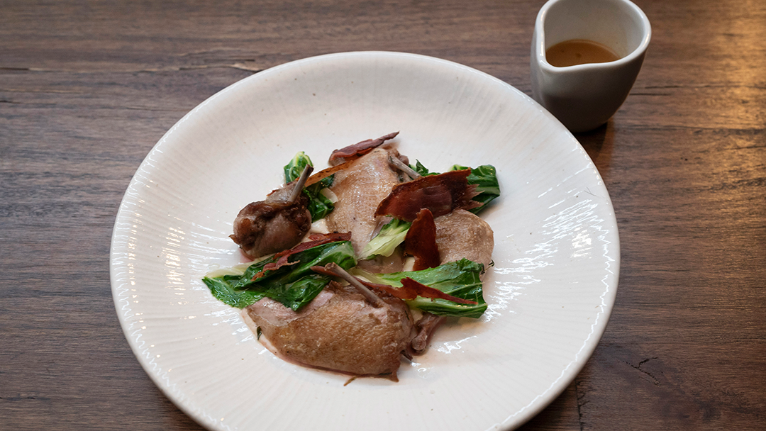 Quail with Cheese and Onion Sauce