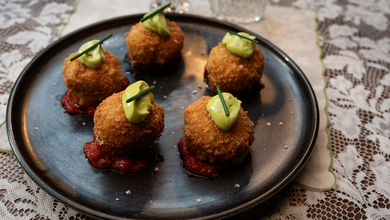 Salt Cod Croquettes With Sugo and Basil