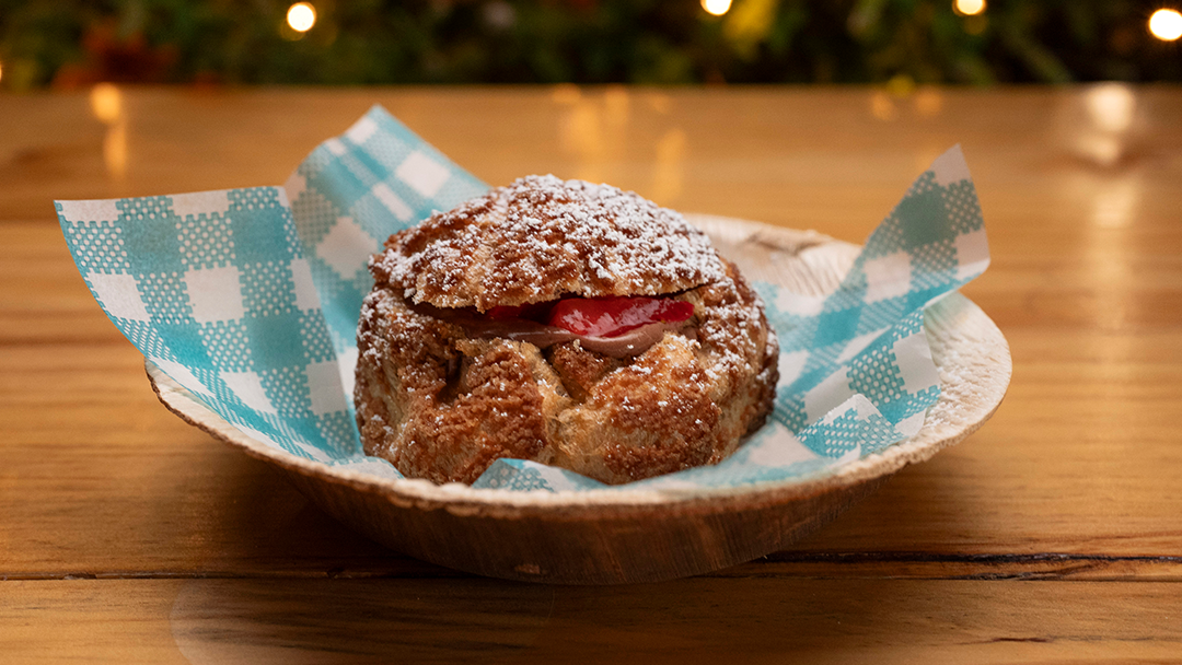 Choux Buns With Nutella Crème Pat Served With Salty Hazelnut Praline & Macerated Strawberries
