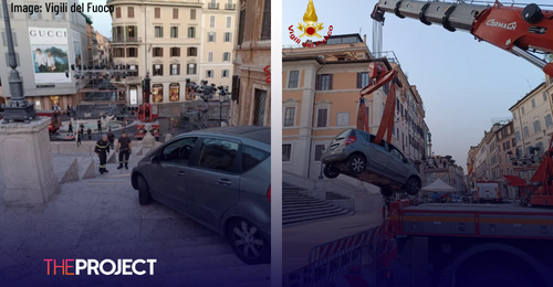 Elderly Man Gets Stuck Driving Luxury Car Down Rome’s Spanish Steps