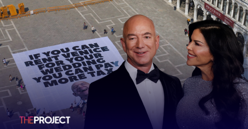 Venice Locals Protest As Jeff Bezos' Wedding Begins