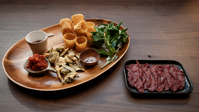 Kueh Pie Tee, Emu Tartare, Sunrise Lime “Sambal”, Pepperberry Salt